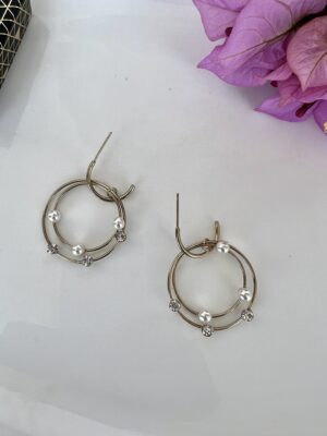 Double Pearl Hoop Earrings