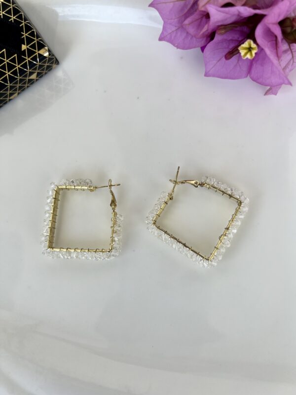 Pearl Square Hoop Earrings