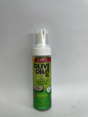 Olive Oil Wrap Set Mousse designed for smooth, frizz-free styling and long-lasting hold, enriched with the nourishing benefits of olive oil.