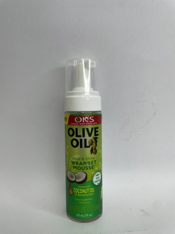 Olive Oil Wrap Set Mousse designed for smooth, frizz-free styling and long-lasting hold, enriched with the nourishing benefits of olive oil.